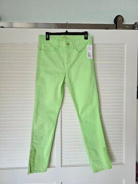 Lilly Pulitzer South Ocean High Rise Pistachio Slim Fit Jeans, Size 8, NWT